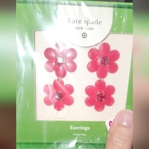 Belk Pink Flower Earrings with Gem‎ Center
